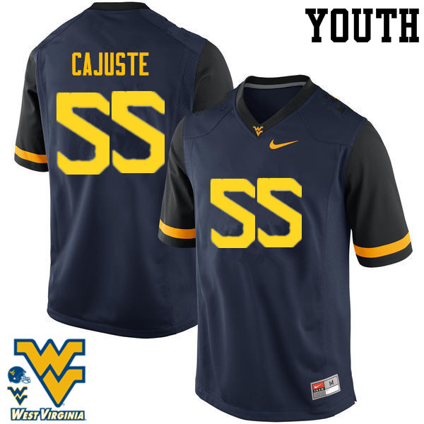 NCAA Youth Yodny Cajuste West Virginia Mountaineers Navy #55 Nike Stitched Football College Authentic Jersey YX23T71GE